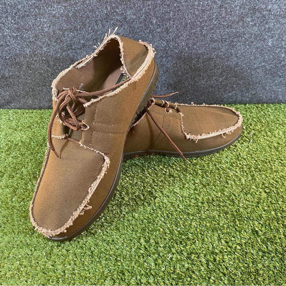 Old Friend for Peace Mocs Jake Men's Size 12 Canvas Slip-On Dark Brown Chocolate